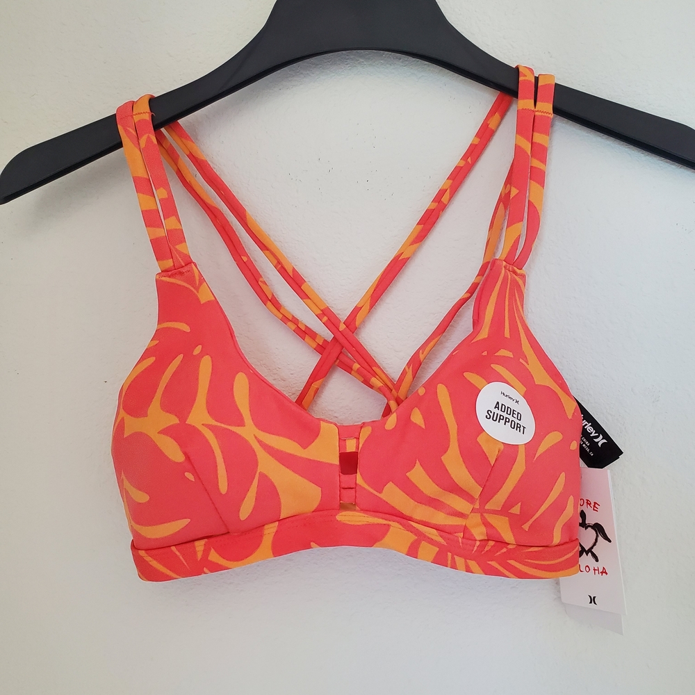 Hurley Coral and Orange Bikini Top